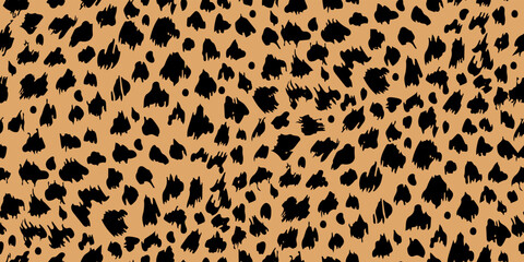 Leopard skin texture. Animal background. Seamless pattern for your design. Vector illustration