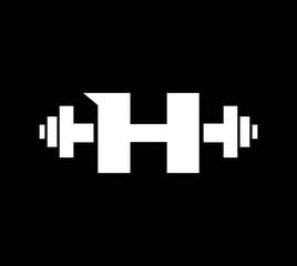 Obraz premium Letter H Logo With barbell. Fitness Gym logo