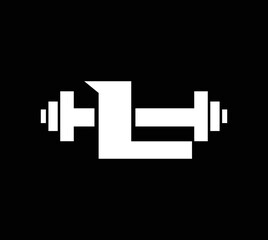 Obraz premium Letter L Logo With barbell. Fitness Gym logo