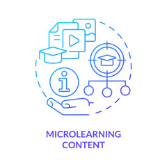 Microlearning content blue gradient concept icon. Micro learning component abstract idea thin line illustration. Short elearning sessions. Isolated outline drawing. Myriad Pro-Bold font used
