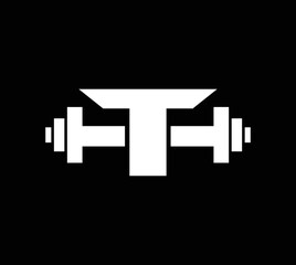 Obraz premium Letter T Logo With barbell. Fitness Gym logo