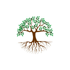 Tree with Roots. Vector Illustration.