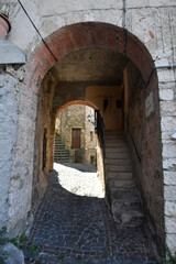 A narrow street in Pesche, a mountain village in the Molise region of Italy.