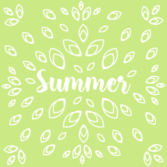 Summer background green color with white leaves for your decoration design. Vector Illustration
