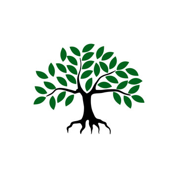 Tree with Roots. Vector Illustration.