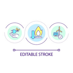 Use clean energy loop concept icon. Sustainable technology of power generation. Eco friendly abstract idea thin line illustration. Isolated outline drawing. Editable stroke. Arial font used