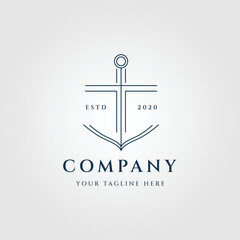 anchor line art logo, icon and symbol vector illustration design