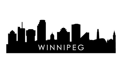 Winnipeg skyline silhouette. Black Winnipeg city design isolated on white background.