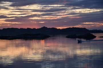 Sunset over Norwegian fisherman village by summer 8