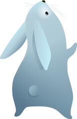 Cute bunny or rabbit standing and looking up, animal cartoon for children. Cute baby bunny illustration. Isolated vector clip art.