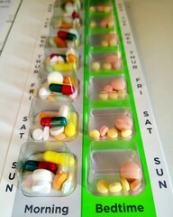 Pill reminder as Medication Delivery Units for older people with alzheimer. Blister pack on weekly...