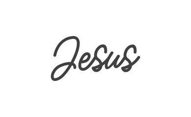 Jesus vector calligraphy lettering. Faith in the lord religious banner. Praise.