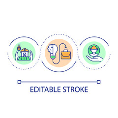 Hire farm specialists loop concept icon. Farming and business. Agribusiness and employment abstract idea thin line illustration. Isolated outline drawing. Editable stroke. Arial font used