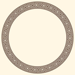 Greek key pattern, round frame. Decorative ancient meander, greece border ornament with repeated geometric motif. Vector EPS10.