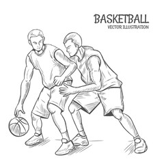 Fototapeta na wymiar Hand sketch basketball player. Vector illustration