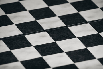 Black and white checkered chessboard Background.