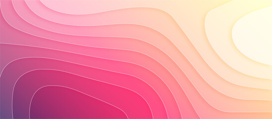 Abstract light and dark bright pink wavy shapes. Abstract orange and pink gradient paper craft Antelope canyon landscape with gradient colors. Minimalistic design for business presentations, flyers. 