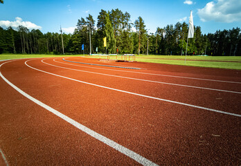 Running tracks in a sports stadium.