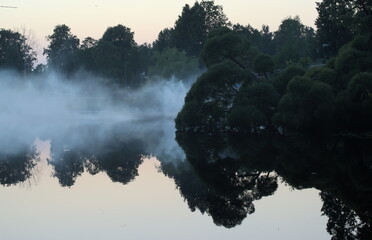 Evening fog over the water