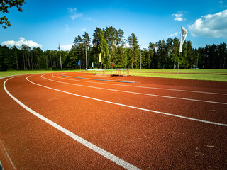 Running tracks in a sports stadium.