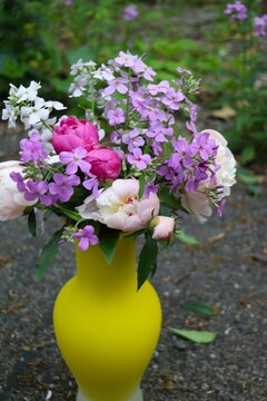Wild phlox and peony bouquet