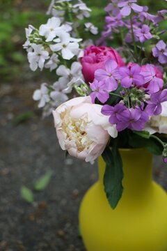 wild phlox and peonies bouquet