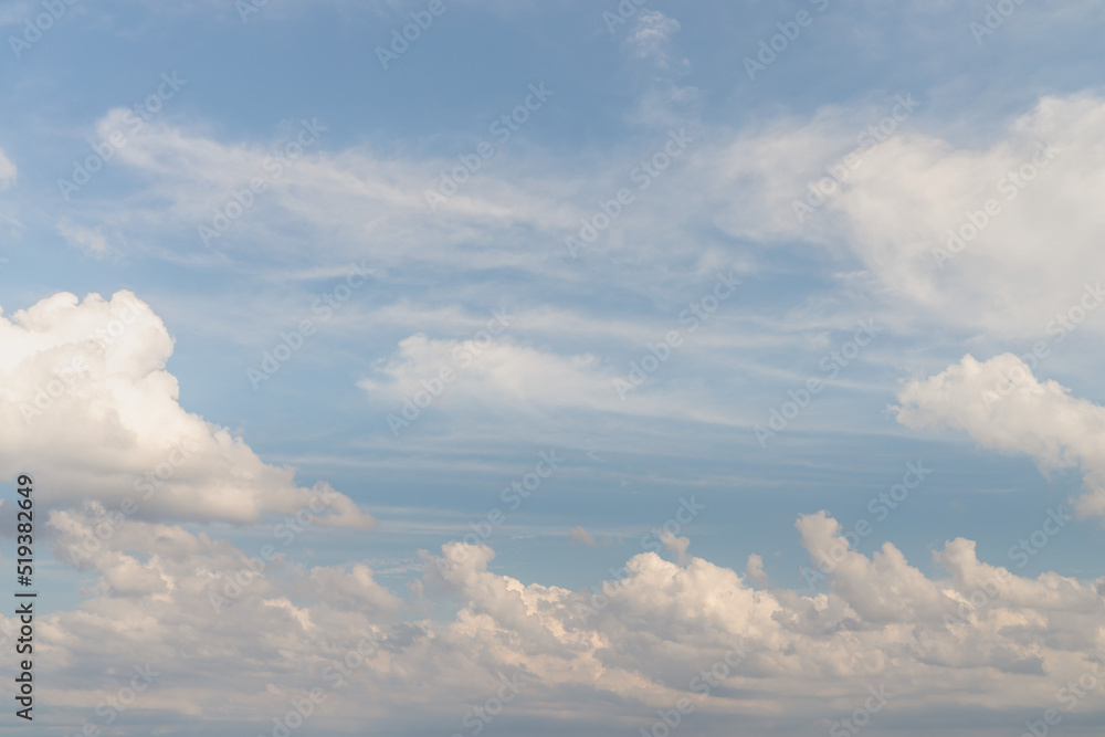 Canvas Prints beautiful well balanced sky replacement background with layers of fluffy white cumulus clouds on a b
