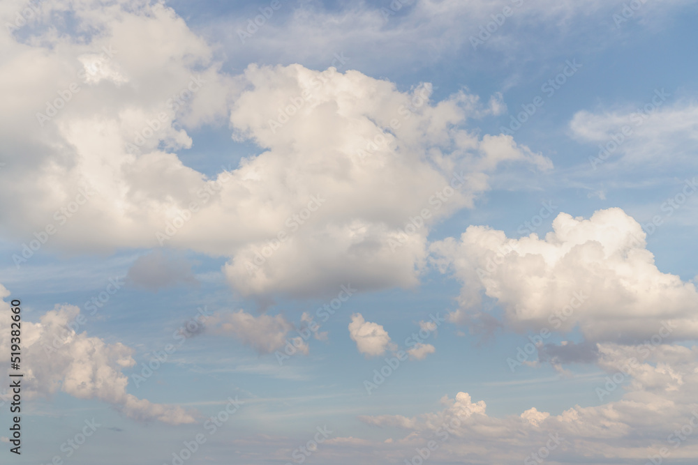 Canvas Prints beautiful well balanced sky replacement background with layers of fluffy white cumulus clouds on a b