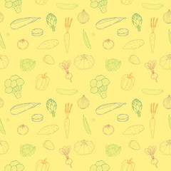 Vegetables seamless pattern vector illustration, hand drawing