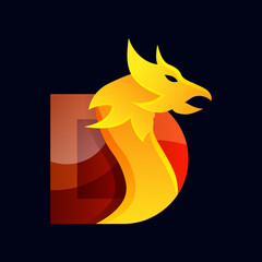 Dragon Logo. Letter D dragon logo. Vector Design