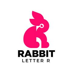 Rabbit Logo. Letter R rabbit vector logo design