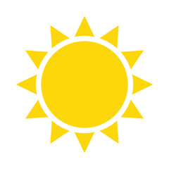 Sun icon. Weather icon for smartphone or can be used for other media. Yellow sun star icon  Summer, sunlight, nature, sky. Vector illustration isolated on white background.