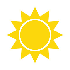 Sun icon. Weather icon for smartphone or can be used for other media. Yellow sun star icon  Summer, sunlight, nature, sky. Vector illustration isolated on white background.