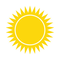 Sun icon. Weather icon for smartphone or can be used for other media. Yellow sun star icon  Summer, sunlight, nature, sky. Vector illustration isolated on white background.