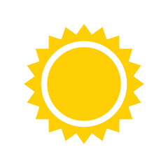 Sun icon. Weather icon for smartphone or can be used for other media. Yellow sun star icon  Summer, sunlight, nature, sky. Vector illustration isolated on white background.