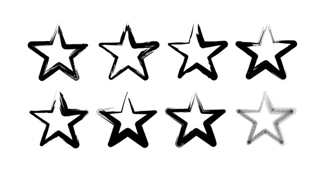 A set of grunge stars - frames in black. Vector elements for design design. Universal symbols and elements.