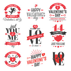 Happy Valentine's day label set. Vector illustration
