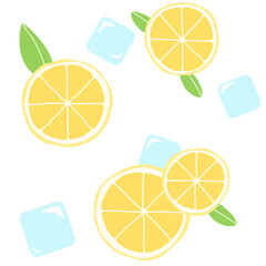 Clip art of sliced lemon and ice