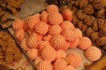 Oriental sweets are sold at a bazaar in Israel.