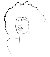 The face is one line. Portrait of a beautiful African woman.