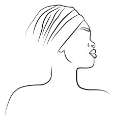 Modern young feminine woman with dark skin.