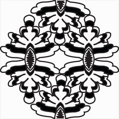 Vector, Image of batik art pattern, black and white color, with transparent background

