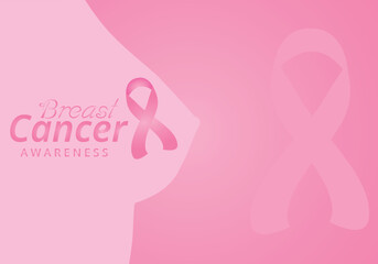 Breast Cancer Awareness Poster Design, Pink Ribbon, in October