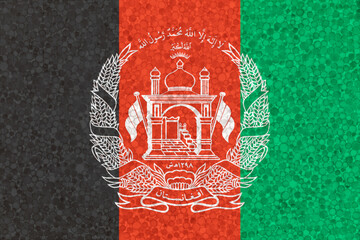 Afghanistan flag on styrofoam texture. Flag painted on poly foam.