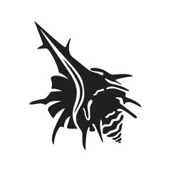 Seashell silhouette vector, white background
