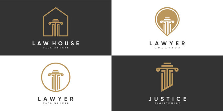 Set of lawyer or justice logo design with creative concept Premium Vector