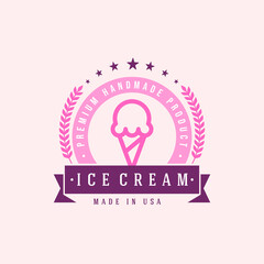 Ice cream logo design, vintage retro logo design, ice cream symbol