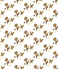 Pattern of chocolate rose, butterfly and petals