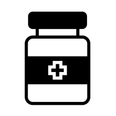 Obraz premium Bottle, capsule bottle, medicine, icon, white and black, hospital