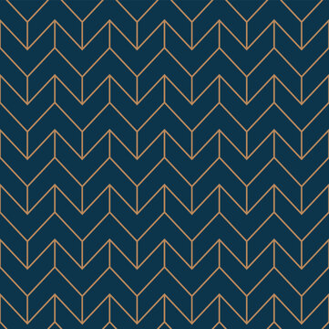 Art Deco herringbone pattern. Luxury gold and blue ornamental geometric decor. 